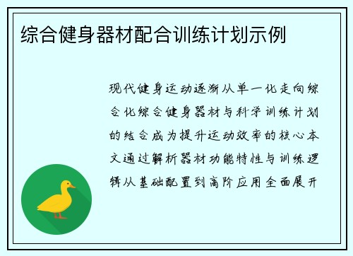 综合健身器材配合训练计划示例